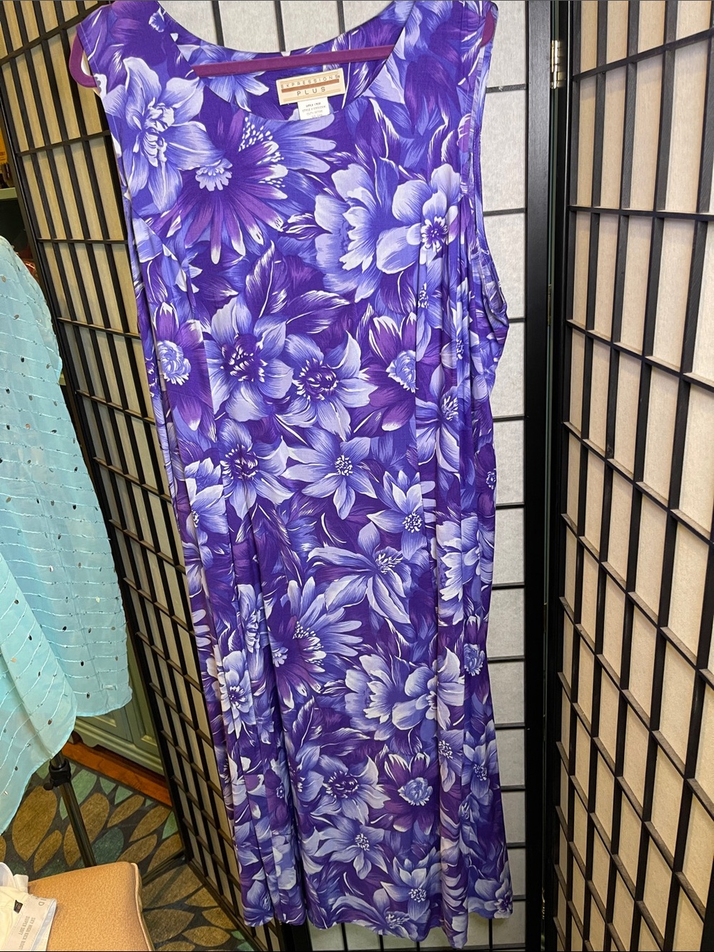 Expressions Plus  Purple Floral Sleeveless Maxi Dress